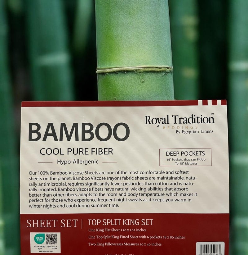 Royal Tradition Viscose from Bamboo Bed Sheets, Top Split King, Solid Ivory, Super Soft and Cool 4PC Sheet Set - Image 5